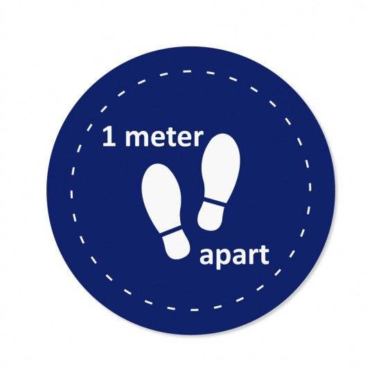 Covid-19 Floor Sticker 1 Meter Apart 26cm Round Dark Blue 3pcs